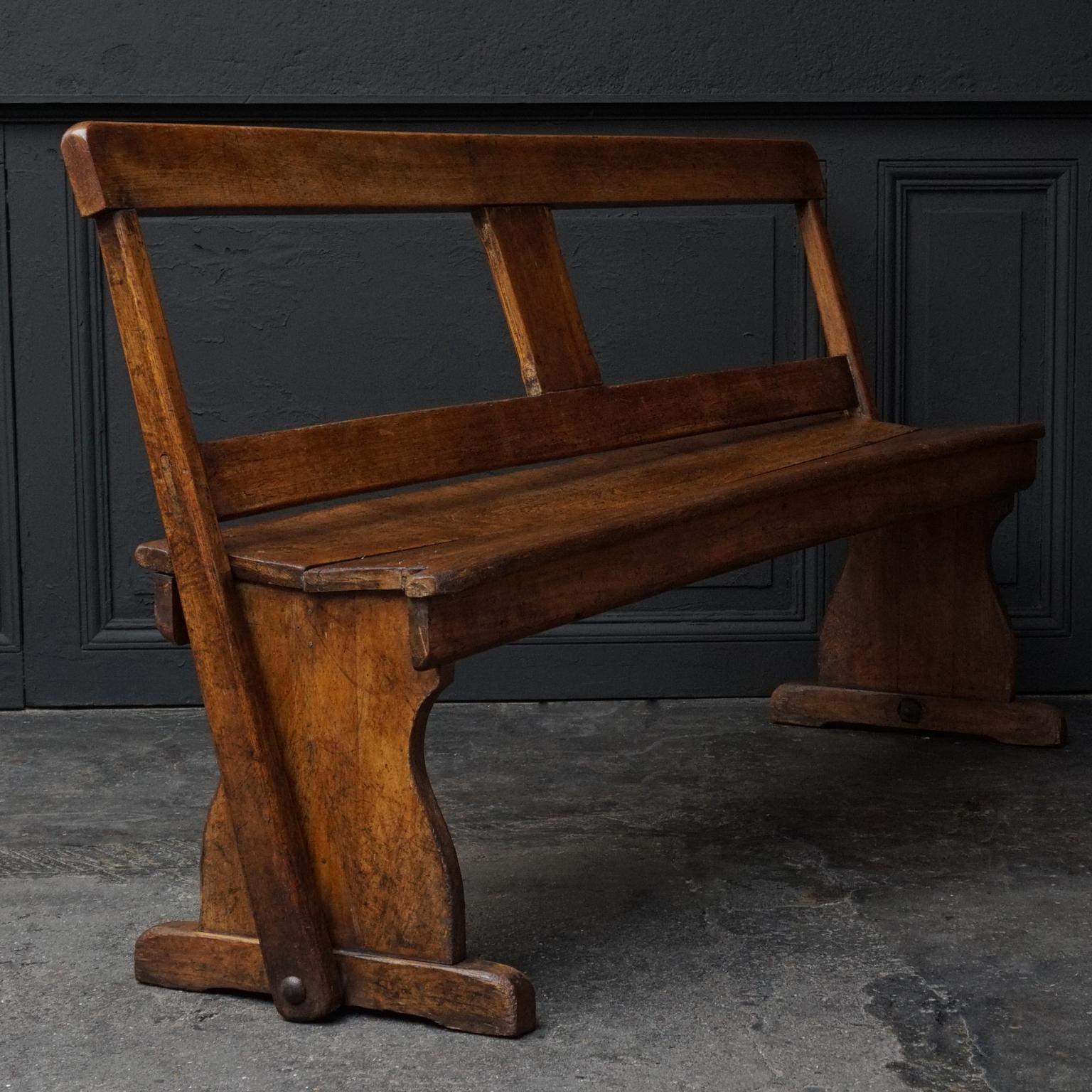 19th Century Dutch Oak Two Way Flip Backrest Bench, Strycsitten, Banc a Tournis In Good Condition For Sale In Haarlem, NL