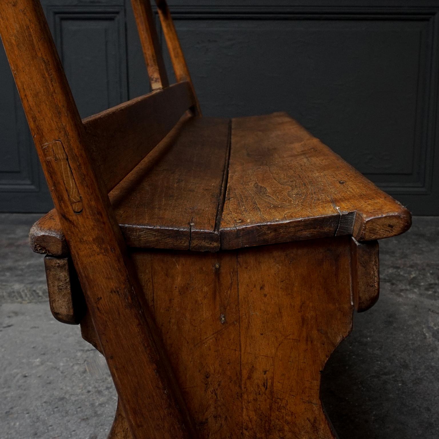 19th Century Dutch Oak Two Way Flip Backrest Bench, Strycsitten, Banc a Tournis For Sale 1