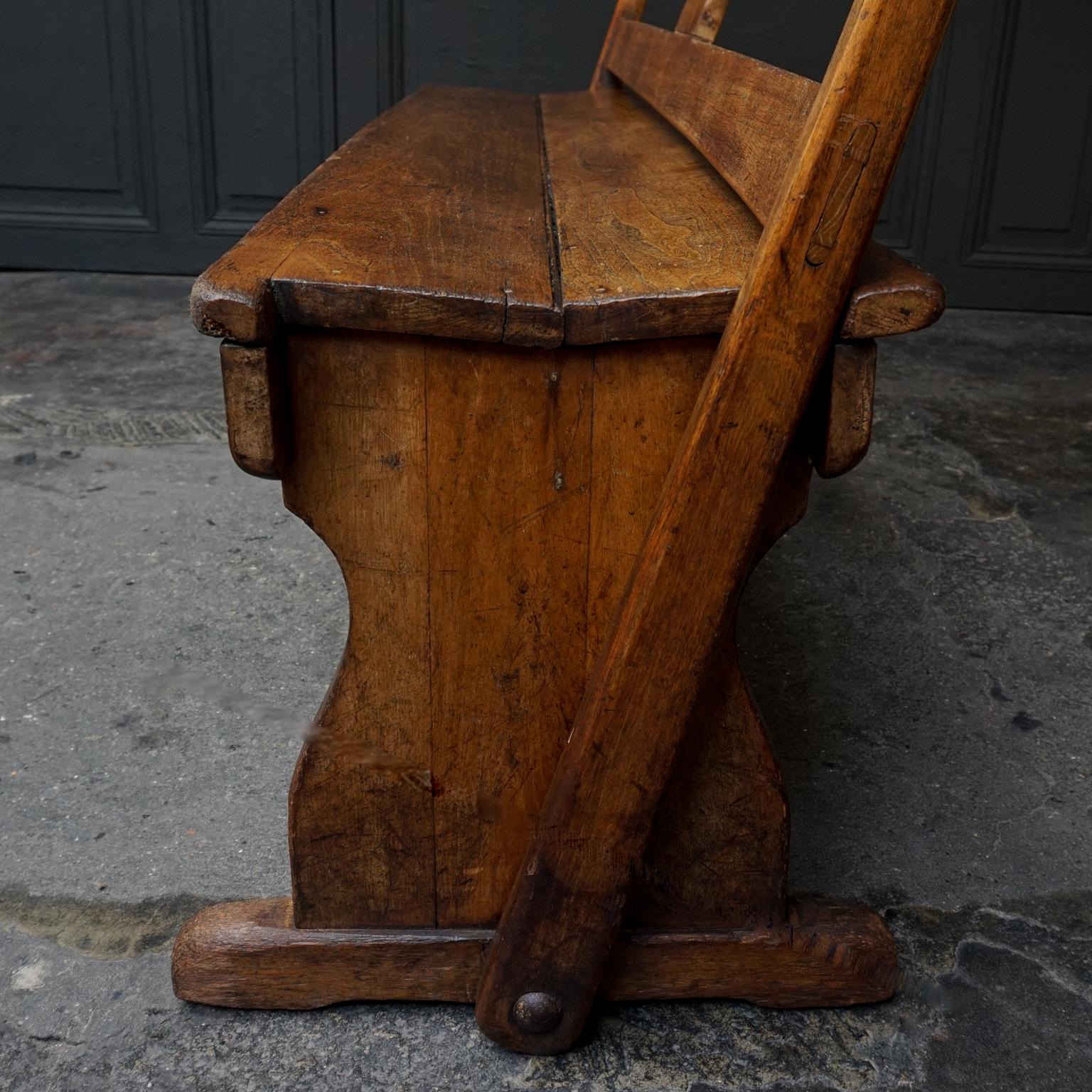 19th Century Dutch Oak Two Way Flip Backrest Bench, Strycsitten, Banc a Tournis For Sale 3