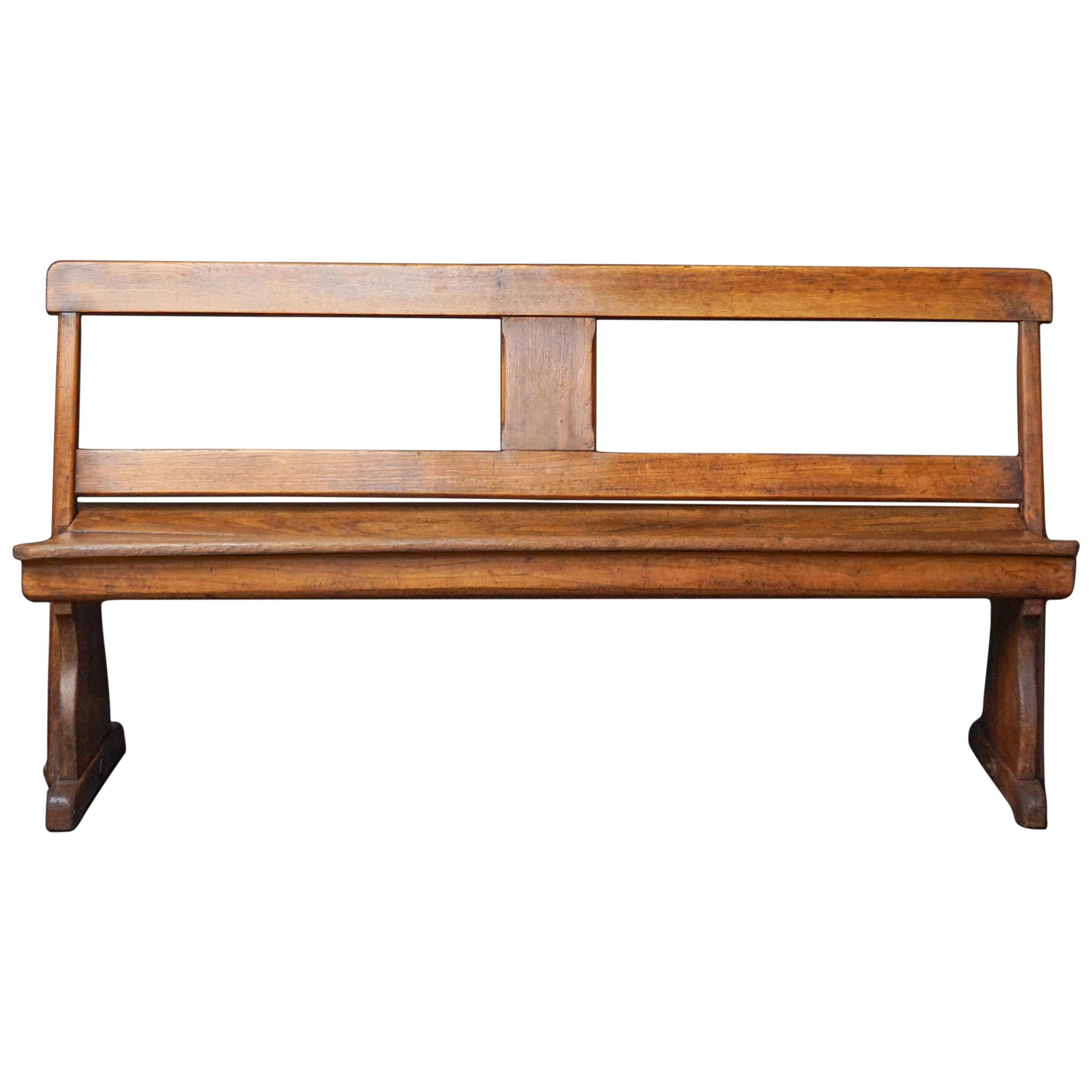 19th Century Dutch Oak Two Way Flip Backrest Bench, Strycsitten, Banc a Tournis