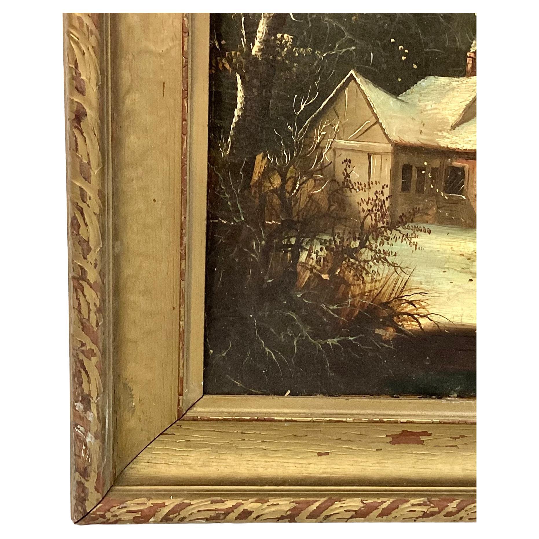 19th Century Dutch Oil On Artist Board Painting, Framed In Good Condition For Sale In Bradenton, FL