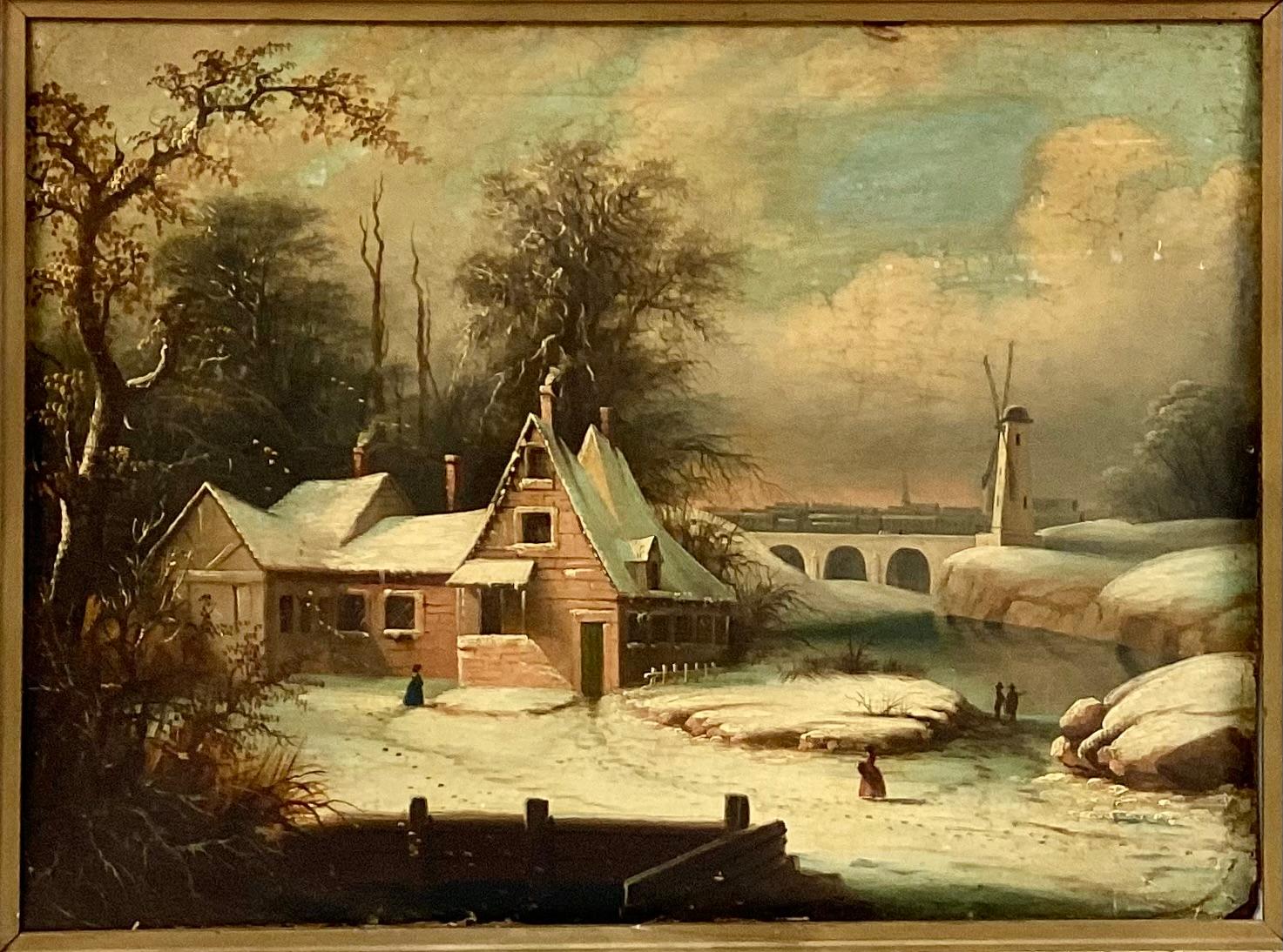 Colonial hollandais Peinture hollandaise du 19ème siècle à l'huile sur panneau d'artiste, encadrée en vente