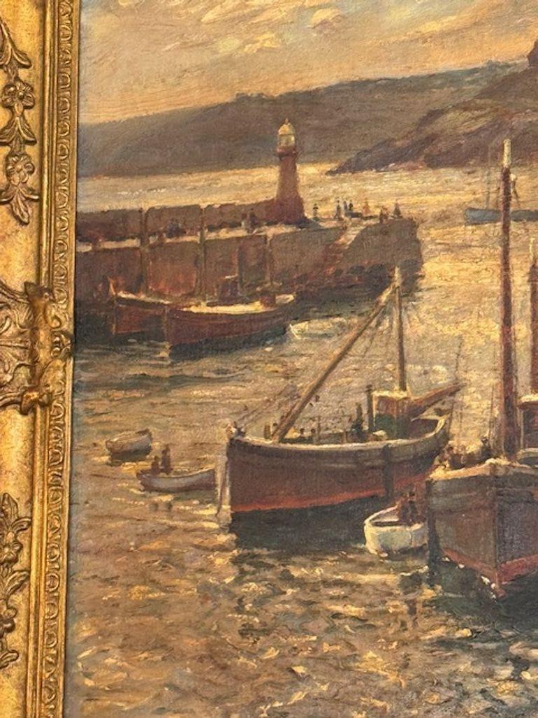 19th Century Dutch Oil on Canvas Painting of a Harbor For Sale 1