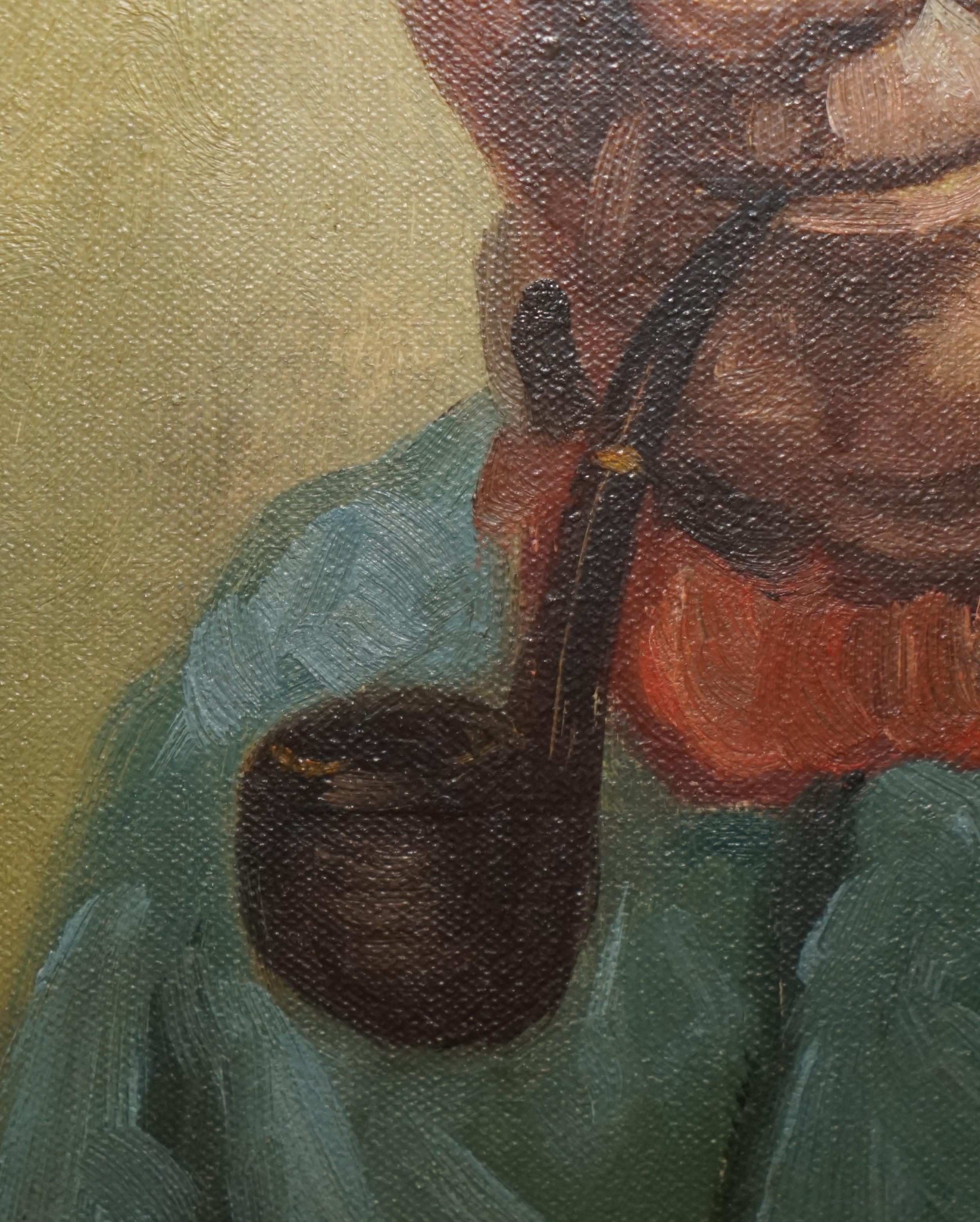 19. Zwanzig Jahre DUTCH OIL ON CANvas drucken von einemLD MAN SMOKING A PIPE PART SUITe im Angebot 6