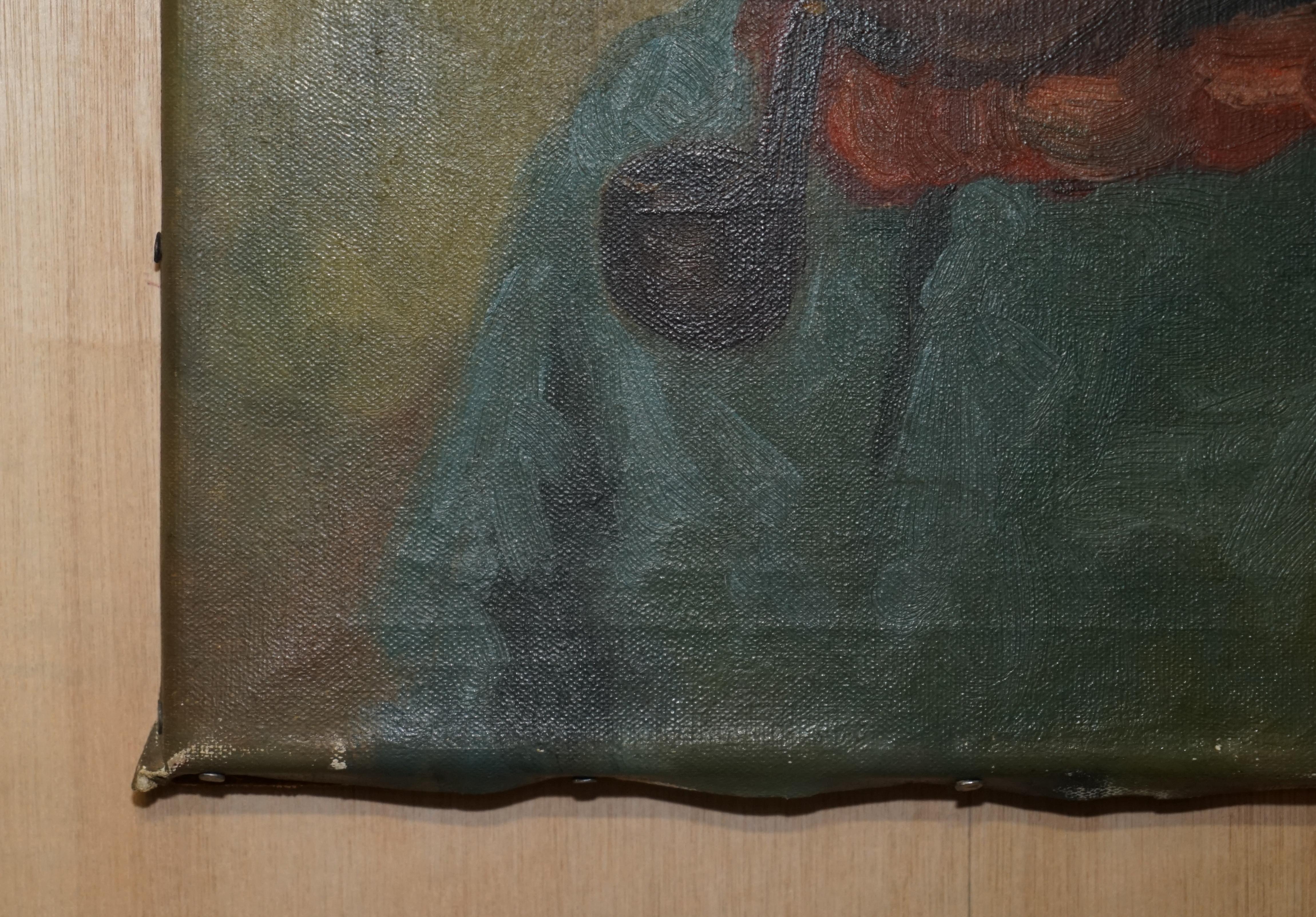 19. Zwanzig Jahre DUTCH OIL ON CANvas drucken von einemLD MAN SMOKING A PIPE PART SUITe (Spätes 19. Jahrhundert) im Angebot