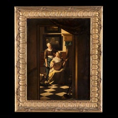 19th Century Dutch Oil on Panel of Jan Vermeer's 'The Love Letter'