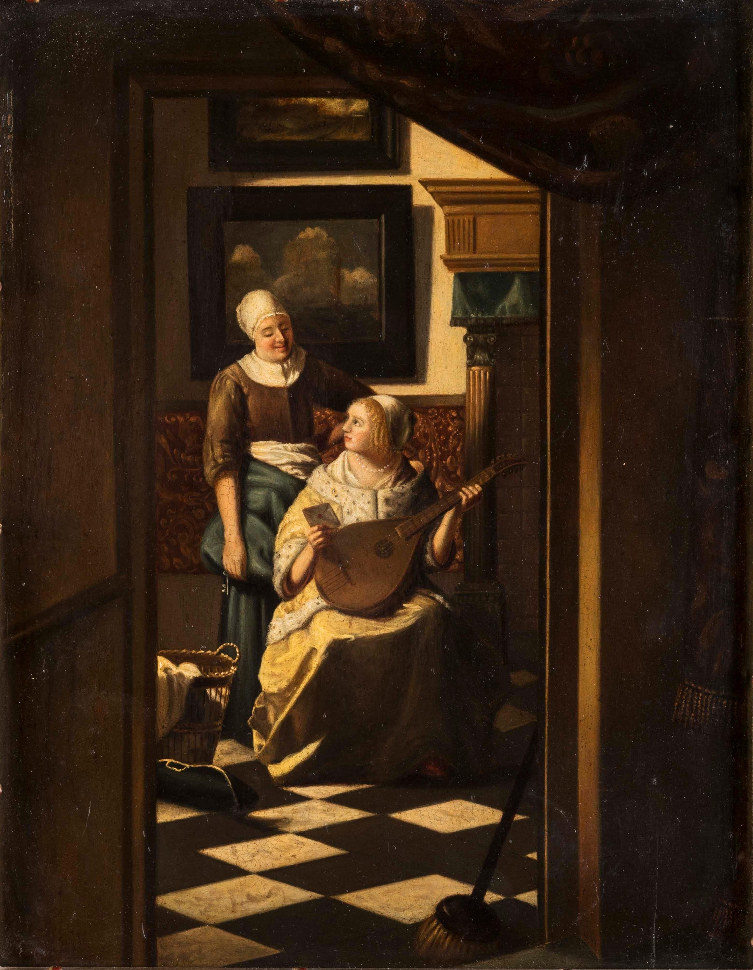 Olandese Olio su tavola olandese del XIX secolo raffigurante 