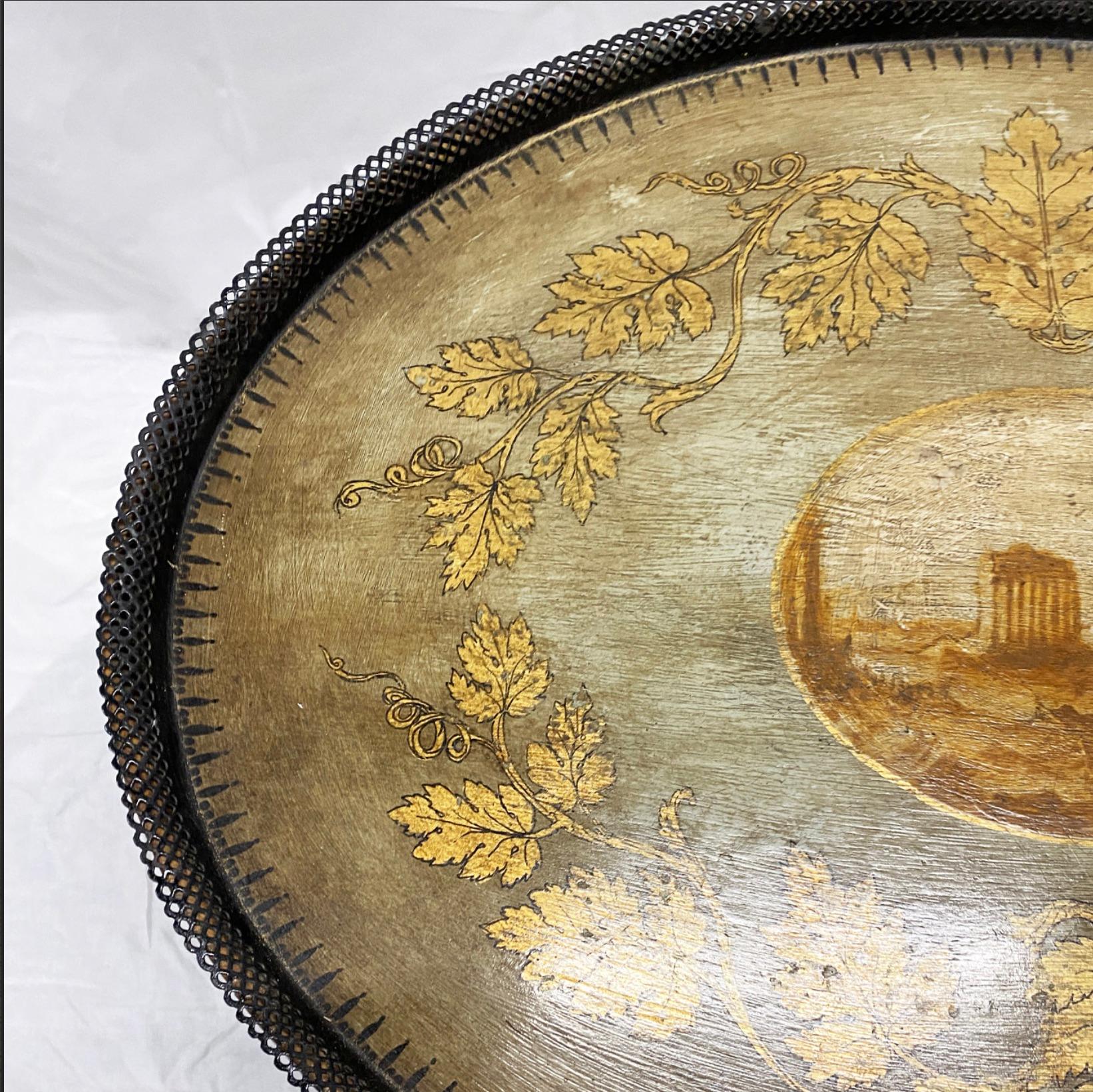 19th Century Dutch Oval Mahogany Entry Table with Charming Landscape Painted on  In Good Condition For Sale In Sag Harbor, NY