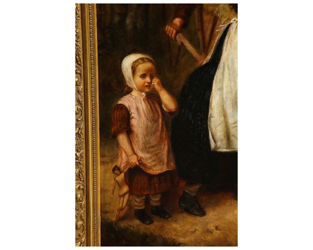 Niederländisches Gemälde von Kindern auf einem Hay Cart aus dem 19. Jahrhundert im Angebot 6
