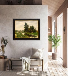 19th Century Dutch Pastoral Landscape Painting by Hendrik Savry
