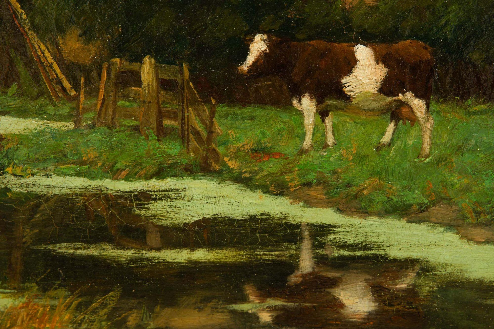 Peinture de paysage pastoral néerlandaise du 19ème siècle par Hendrik Savry en vente 2
