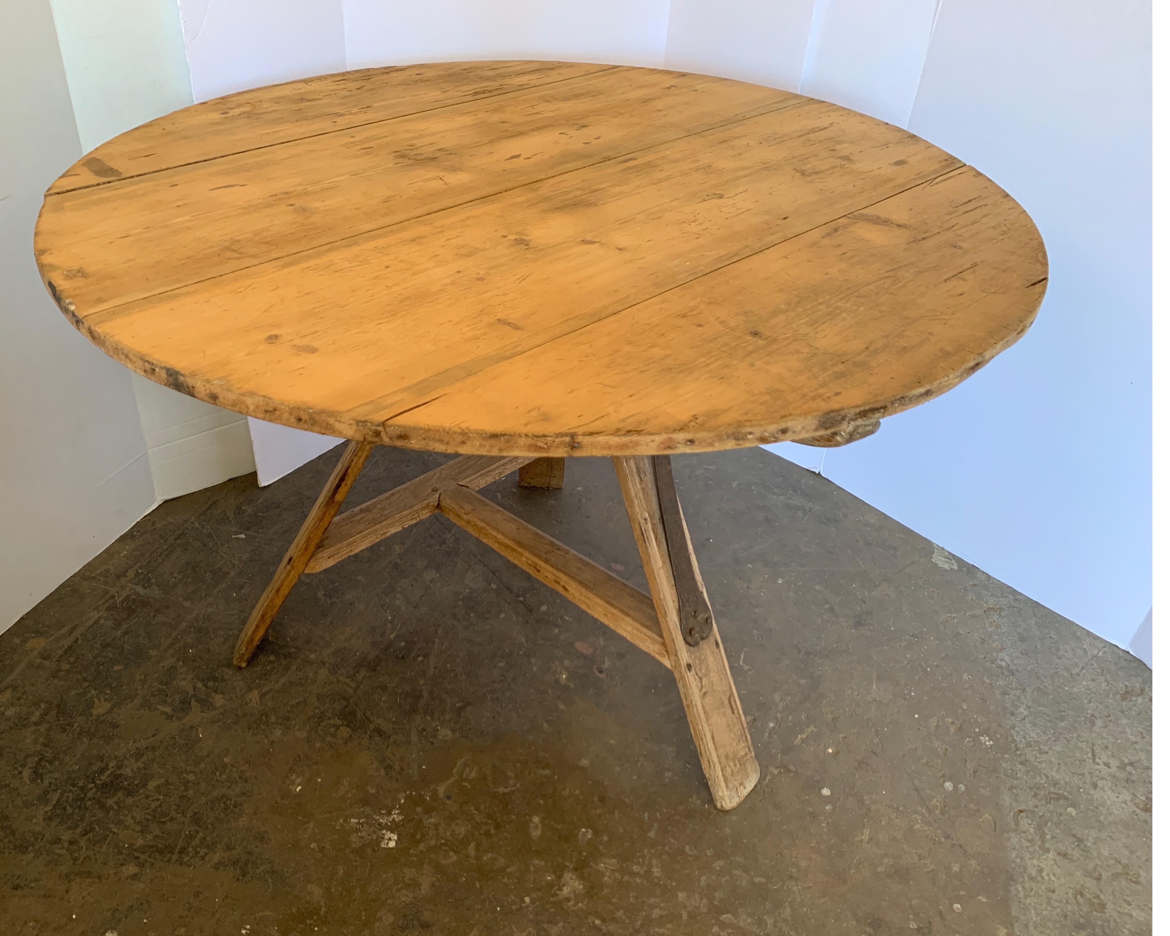 19th Century Dutch Pine Tilt Top Table with Iron Lever 9