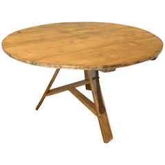 19th Century Dutch Pine Tilt Top Table with Iron Lever