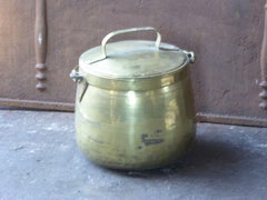 19th Century Dutch Polished Brass Firewood Basket, Victorian Period