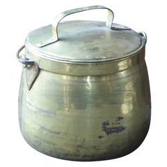 19th Century Dutch Polished Brass Firewood Basket, Victorian Period