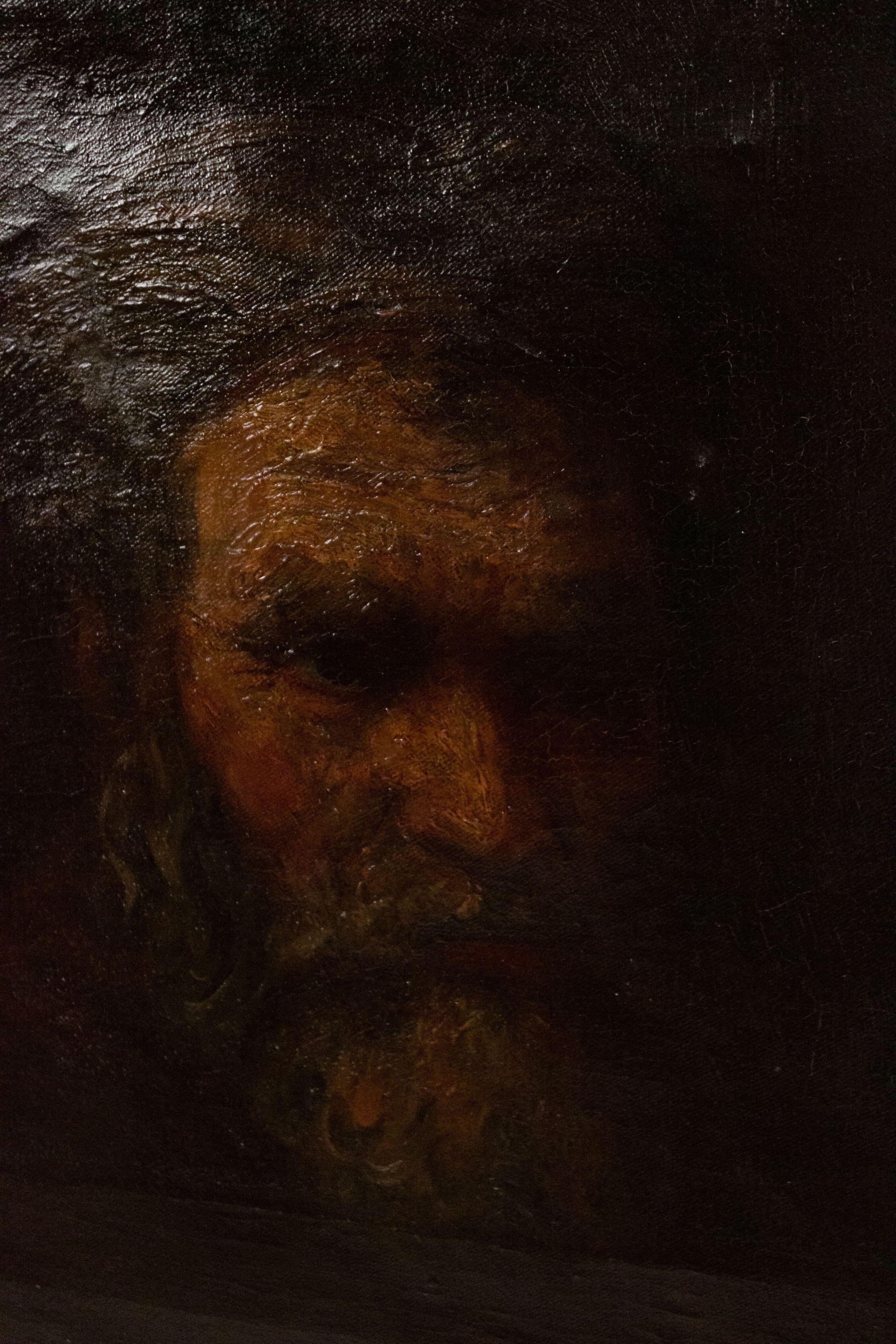 Portrait hollandais du 19e siècle d'un homme âgé encadré État moyen - En vente à New York, NY