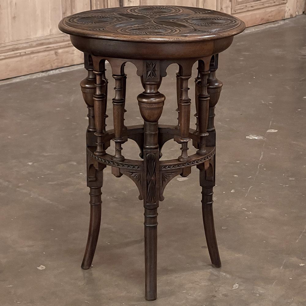 Hand-Carved 19th Century Dutch Renaissance Carved Lamp Table, End Table
