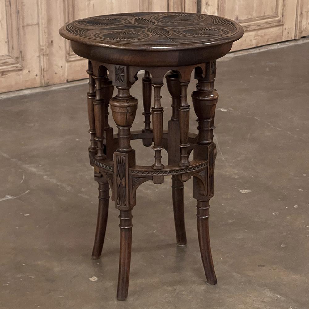 Walnut 19th Century Dutch Renaissance Carved Lamp Table, End Table