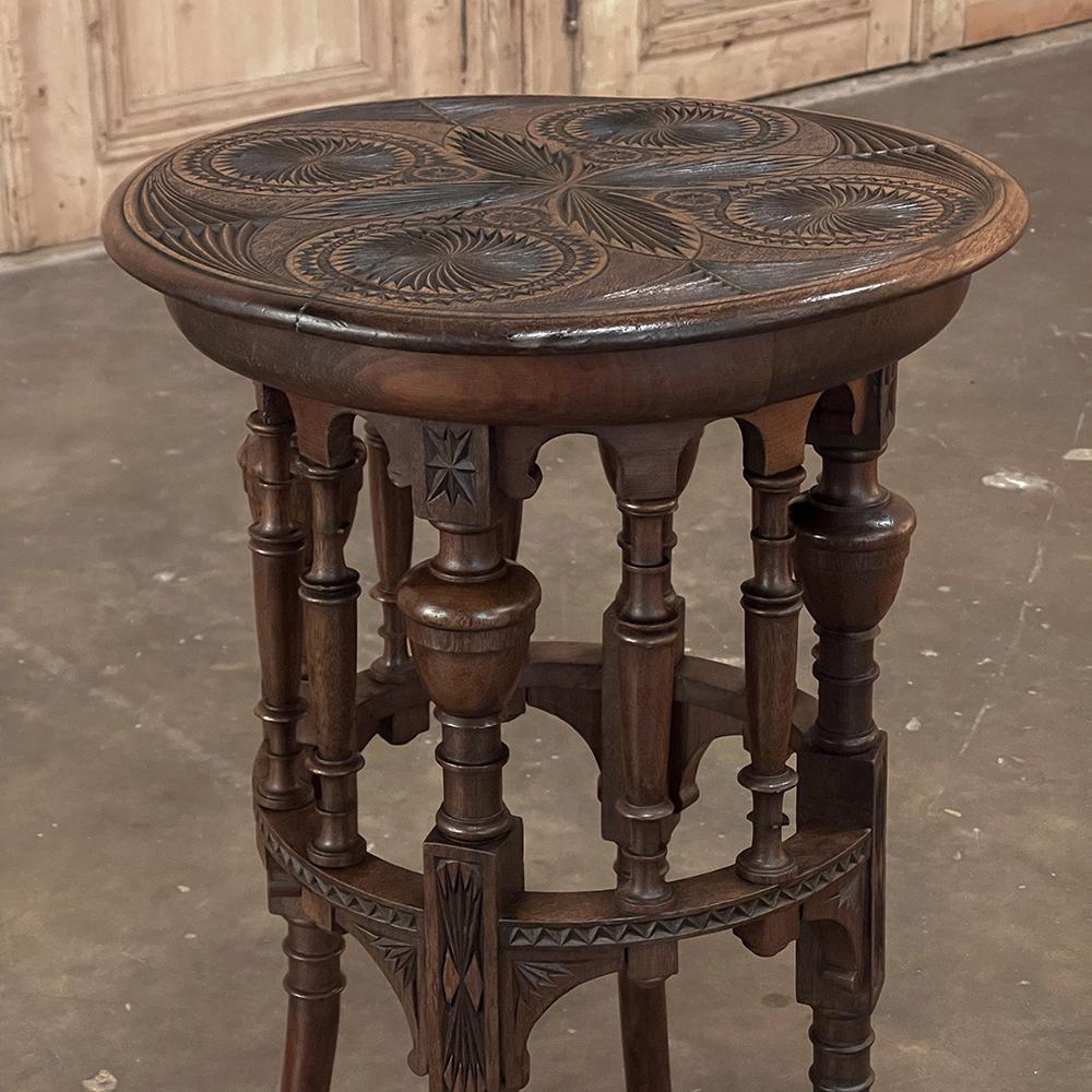 19th Century Dutch Renaissance Carved Lamp Table, End Table 1