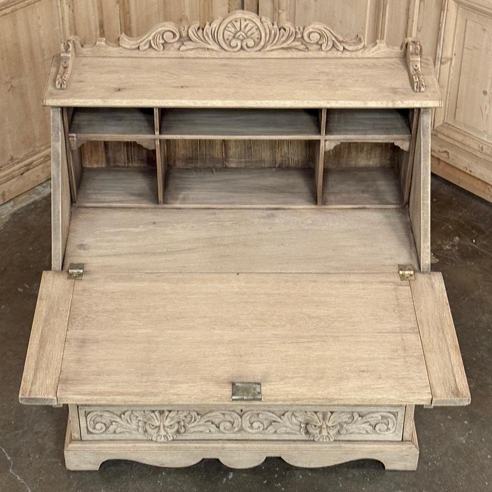 Scrivania rinascimentale olandese del XIX secolo con fronte a ribalta, in Oak striato in vendita 10