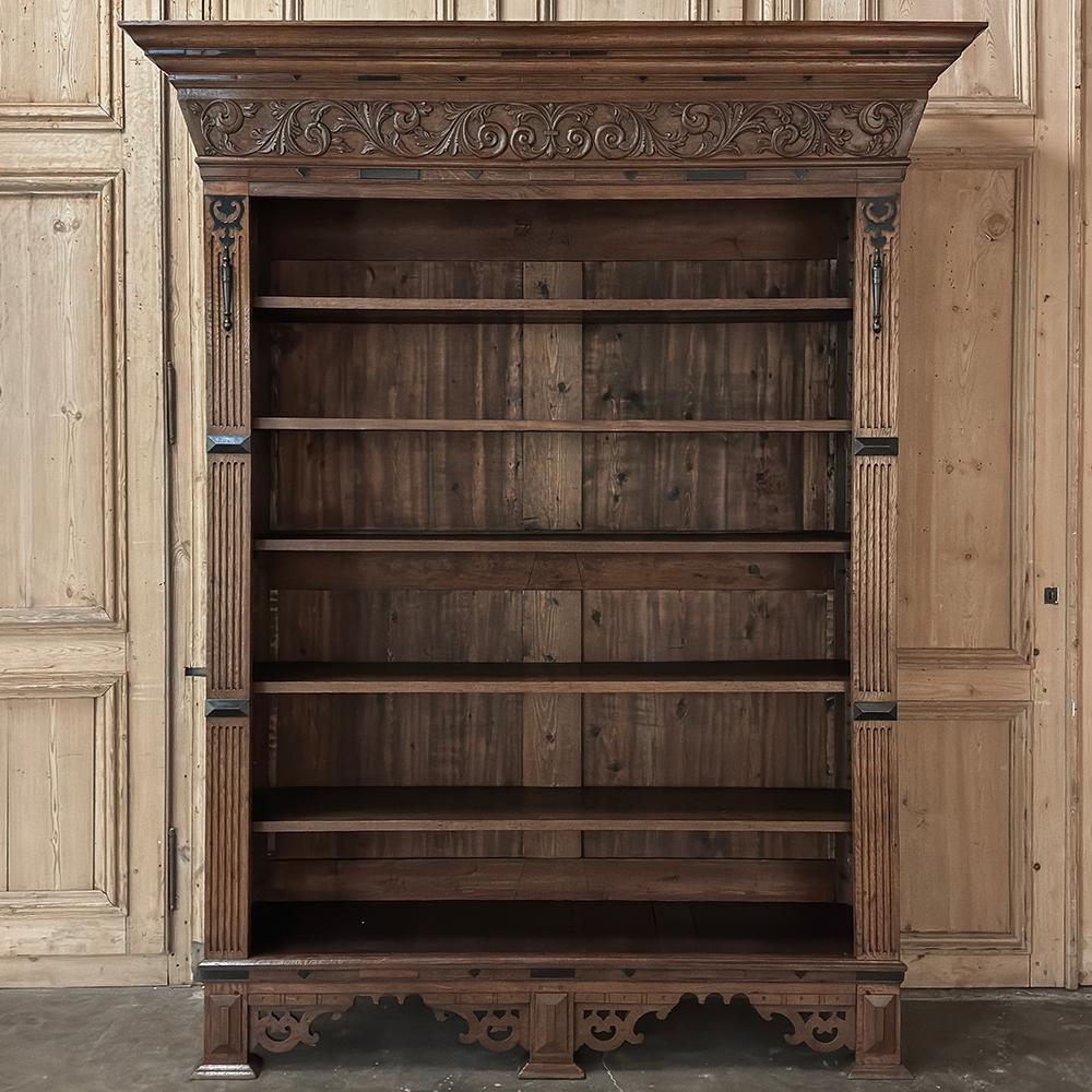 Hand-Carved 19th Century Dutch Renaissance Open Bookcase For Sale