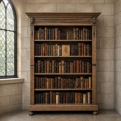 19th Century Dutch Renaissance Revival Oak Open Bookcase