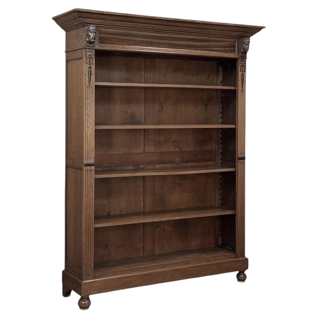 Libreria aperta in rovere in stile neorinascimentale olandese del XIX secolo