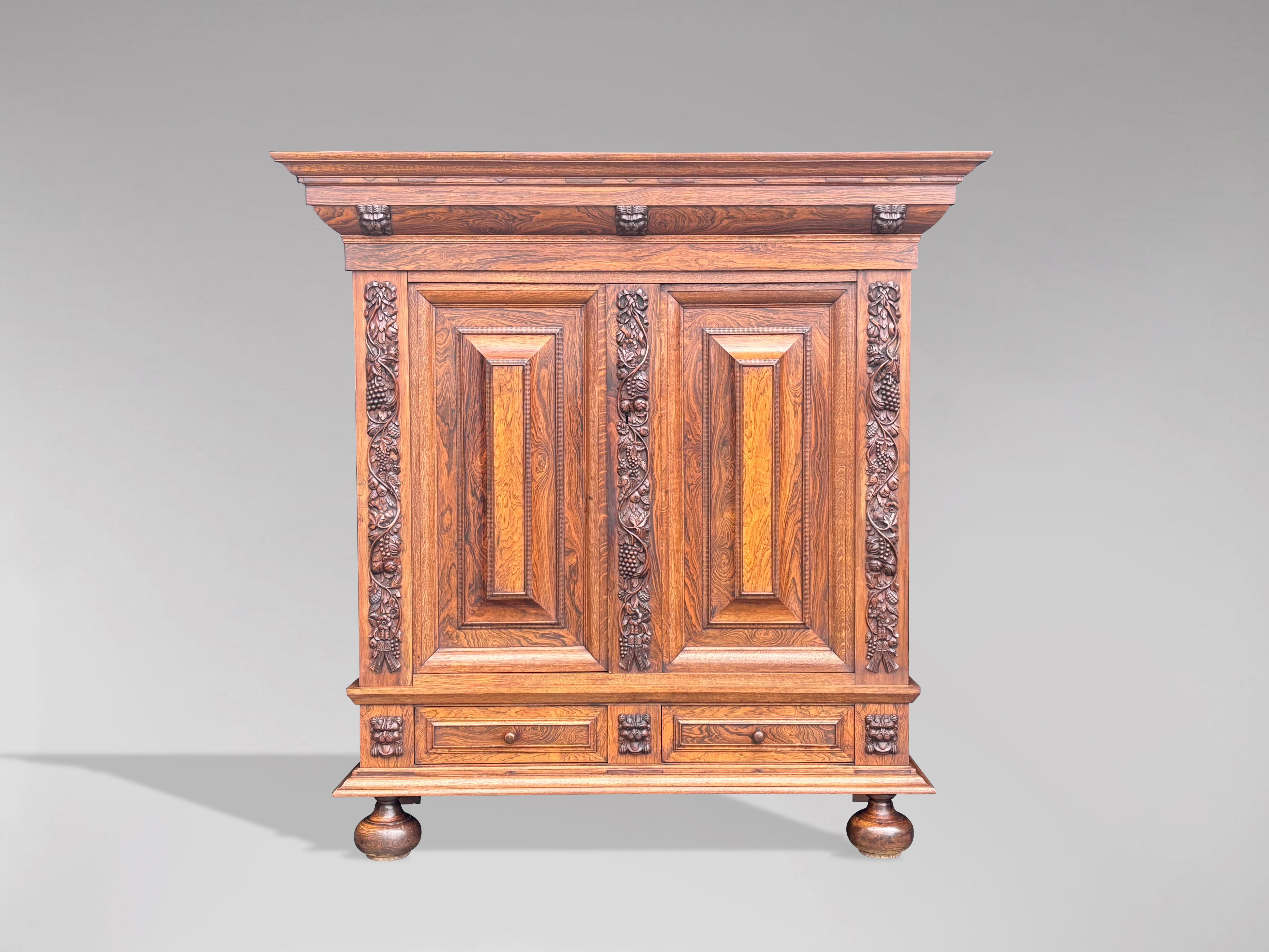 19th Century Dutch Renaissance Rosewood Cabinet In Good Condition For Sale In Petworth,West Sussex, GB