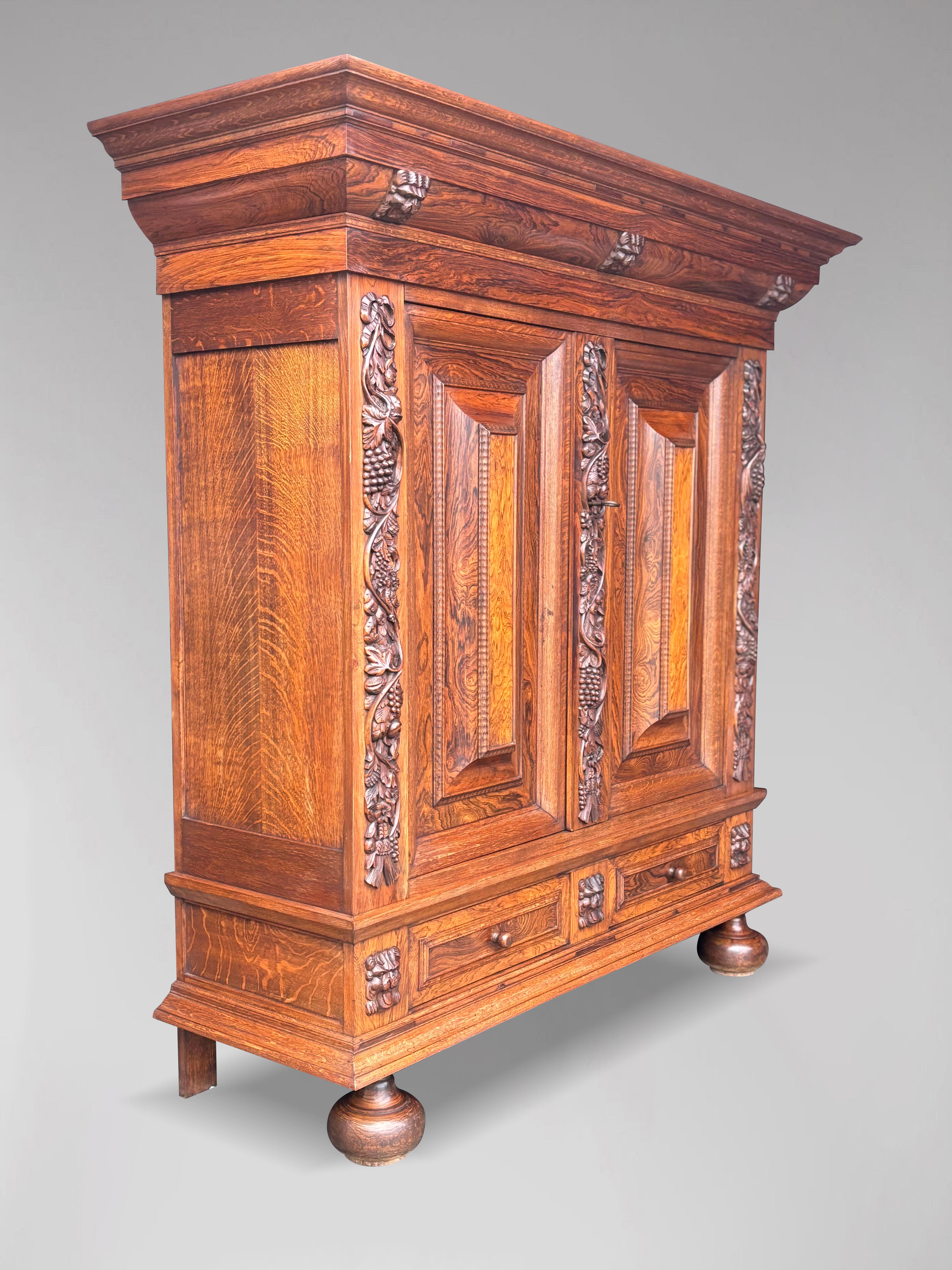 Oak 19th Century Dutch Renaissance Rosewood Cabinet For Sale