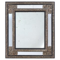 19th century Dutch repoussé gilt metal mirror with original glass
