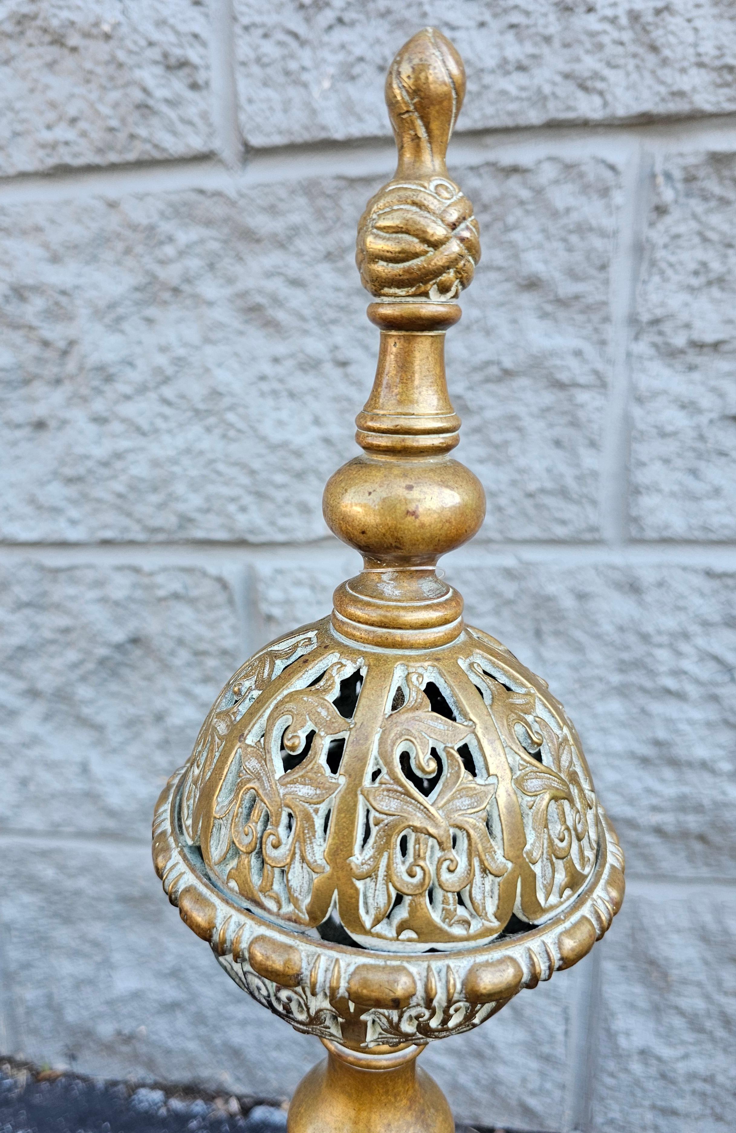 19th Century Dutch Rococo Style Brass Andironsns  In Good Condition For Sale In Germantown, MD