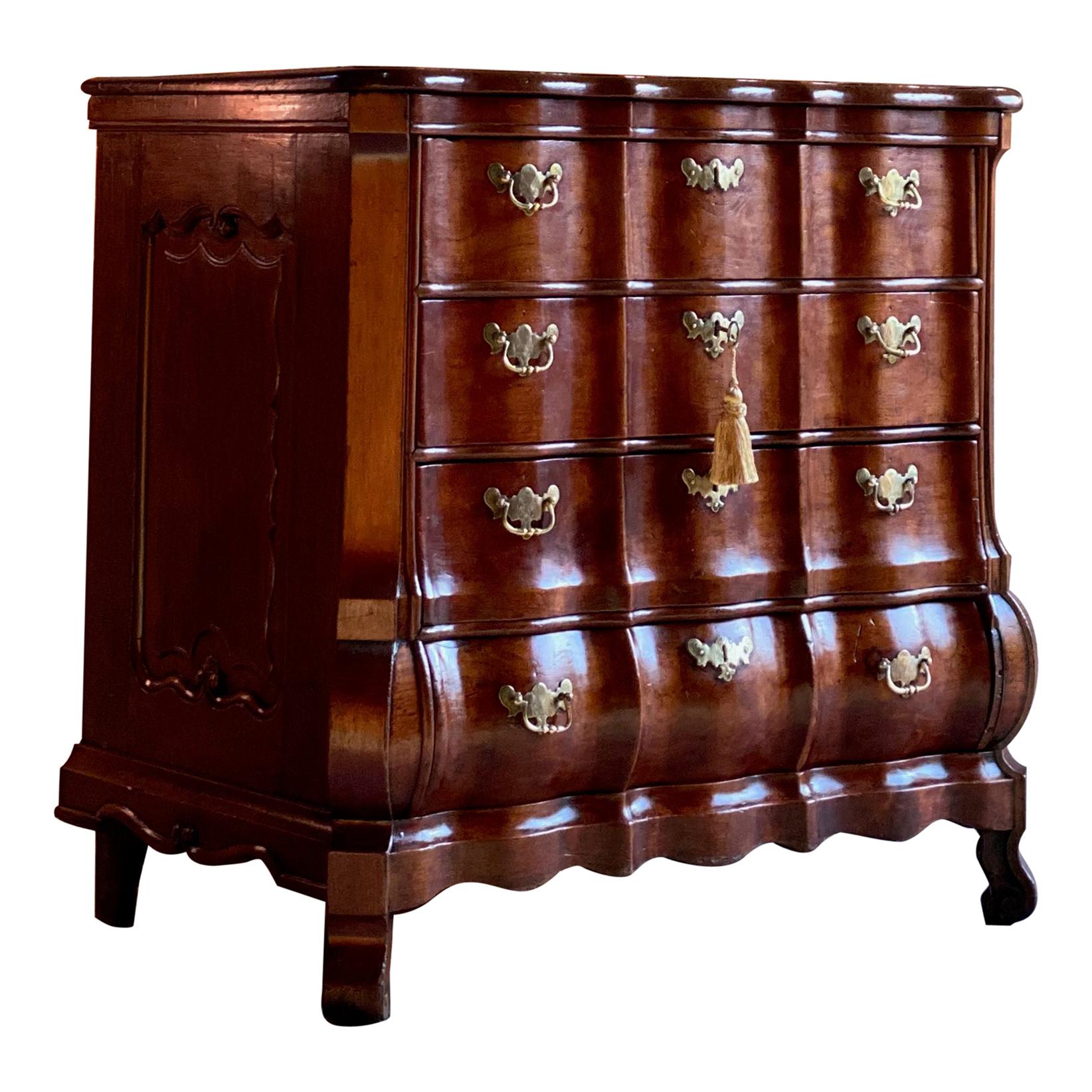 19th Century Dutch Rosewood Bombe Commode Chest of Drawers, circa 1820