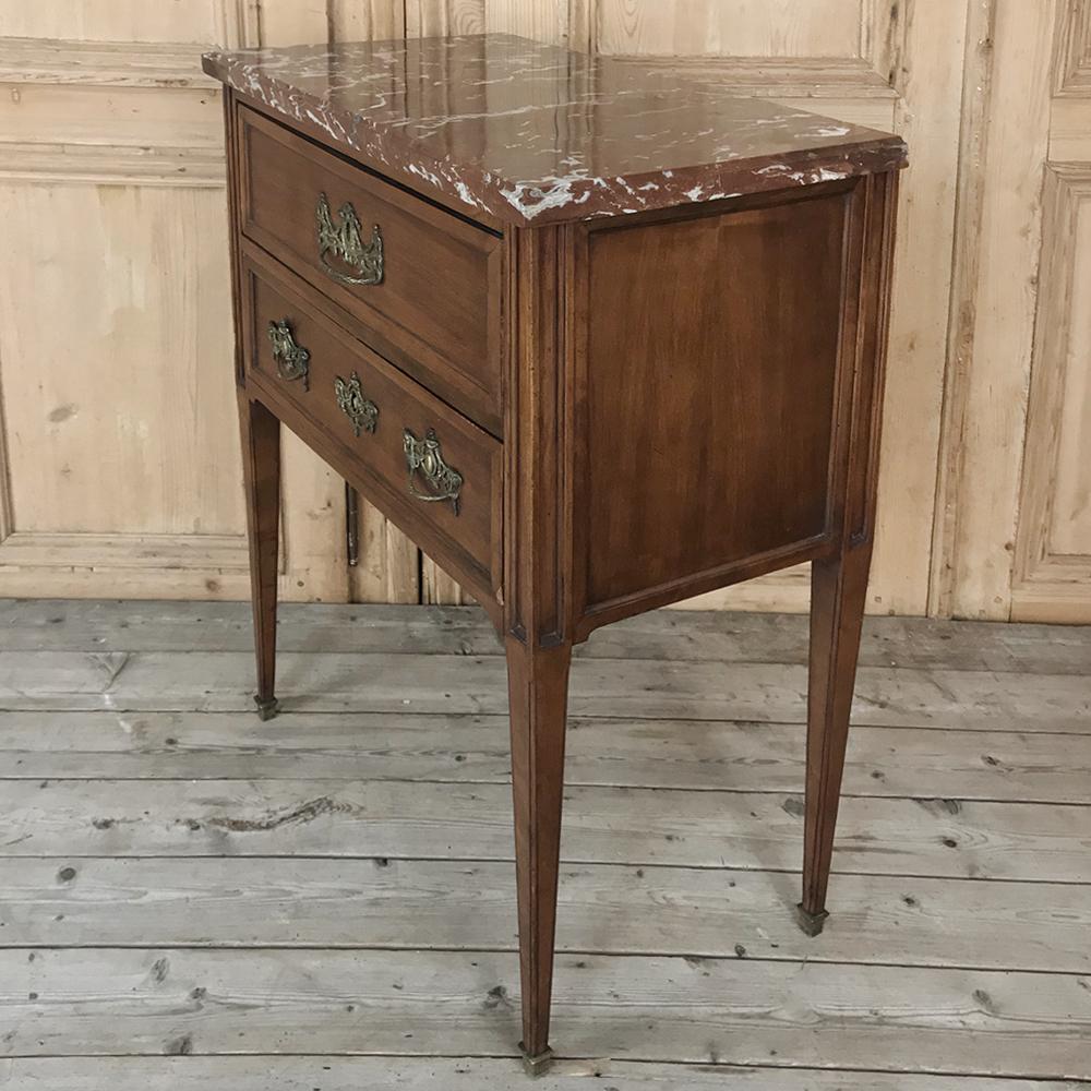19th Century Dutch Rouge Marble Top Walnut Commode 5