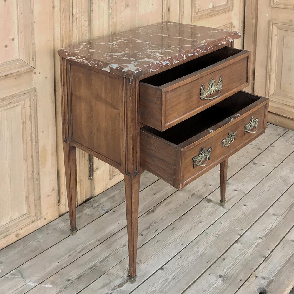 Neoclassical Revival 19th Century Dutch Rouge Marble Top Walnut Commode