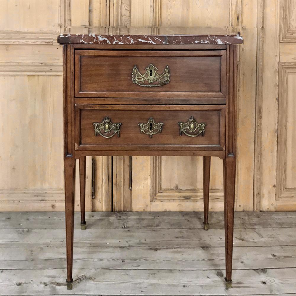 Hand-Crafted 19th Century Dutch Rouge Marble Top Walnut Commode