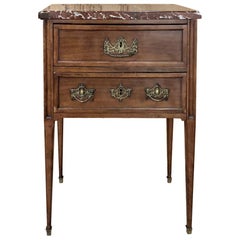 19th Century Dutch Rouge Marble Top Walnut Commode