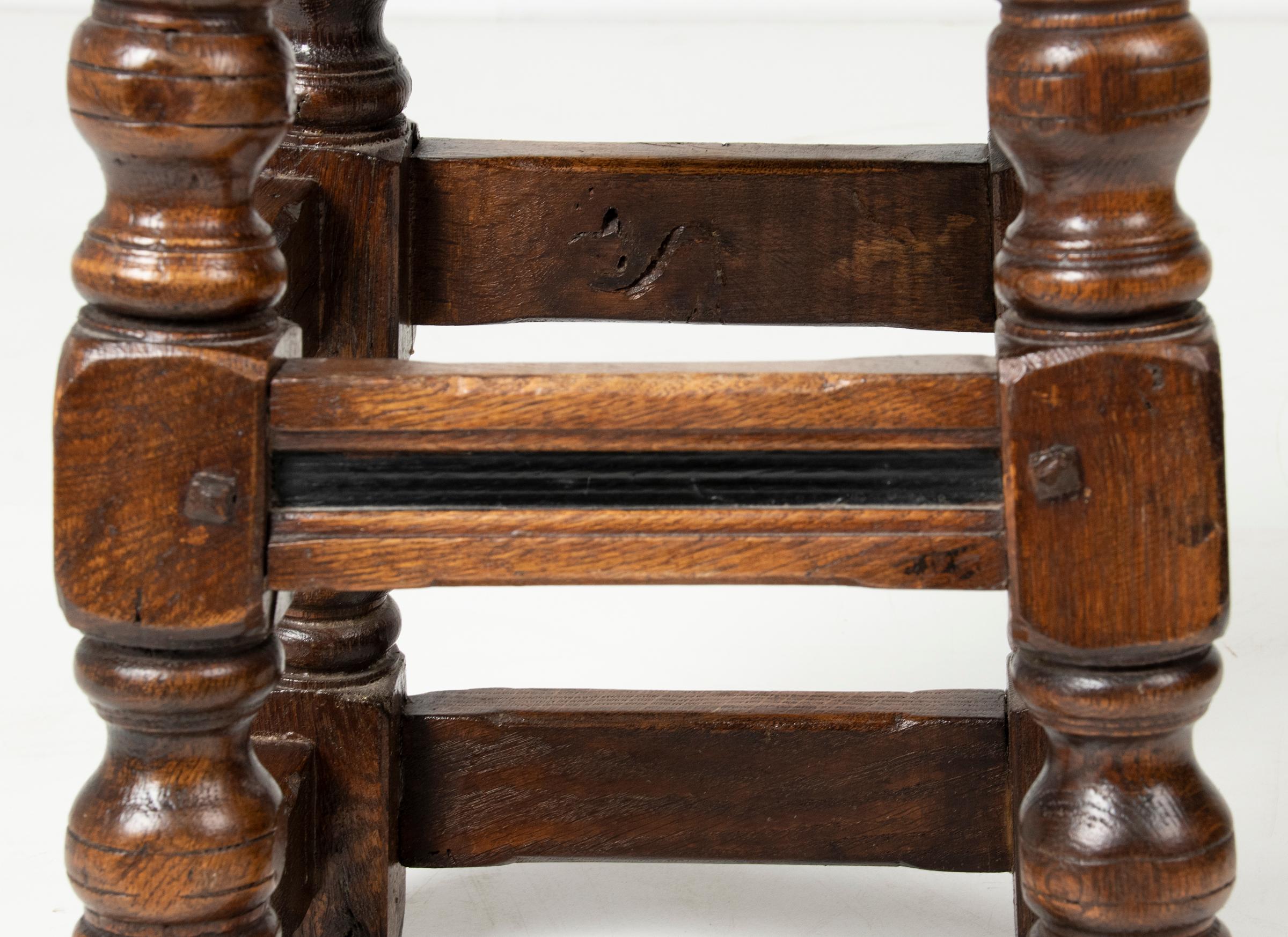 19th Century Dutch Rustic Oak Stool For Sale 10