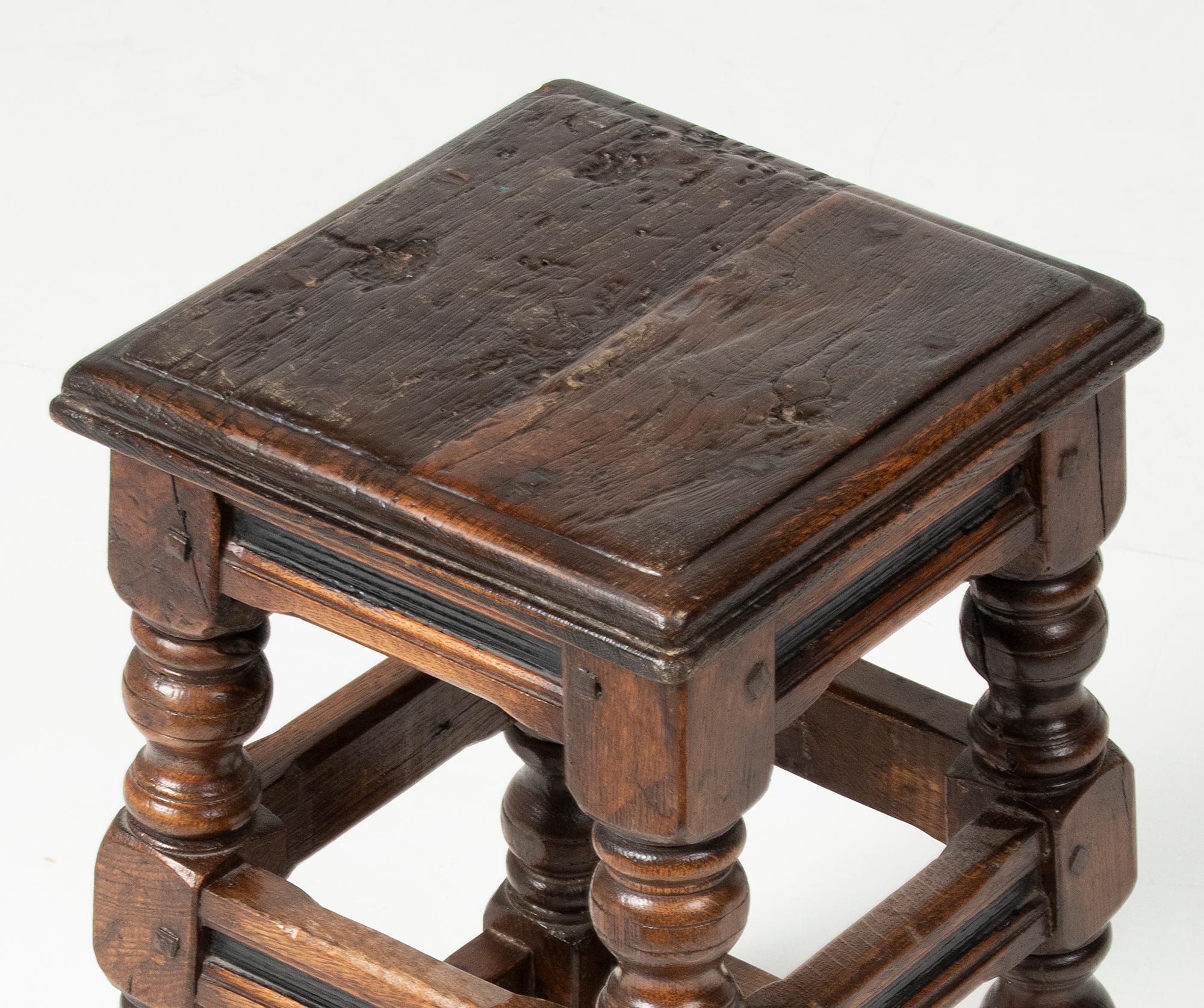 19th Century Dutch Rustic Oak Stool For Sale 3