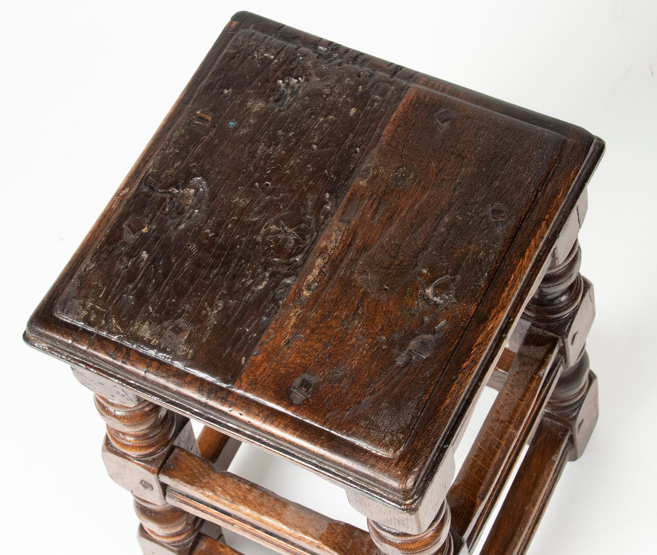 19th Century Dutch Rustic Oak Stool For Sale 4