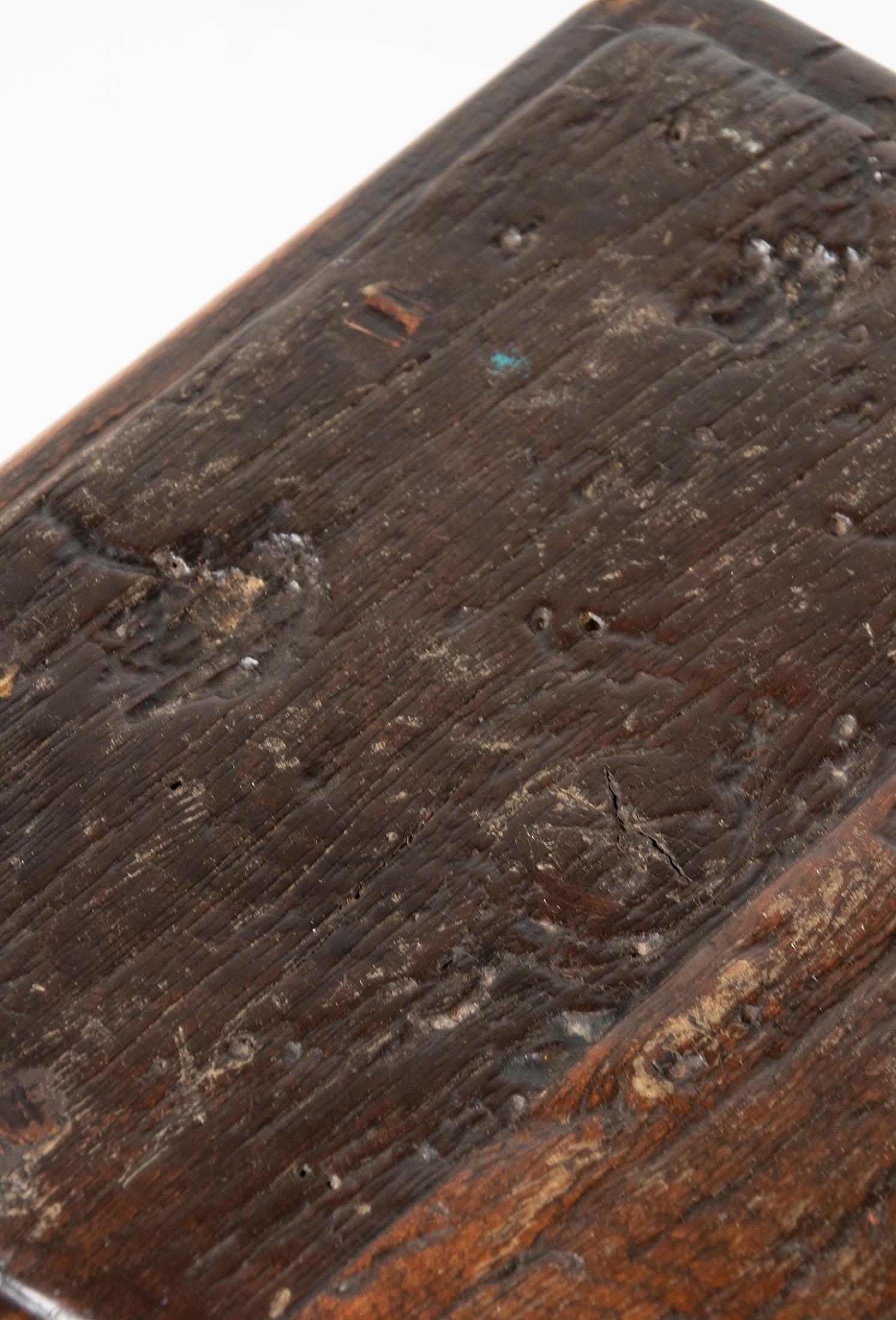 19th Century Dutch Rustic Oak Stool For Sale 5