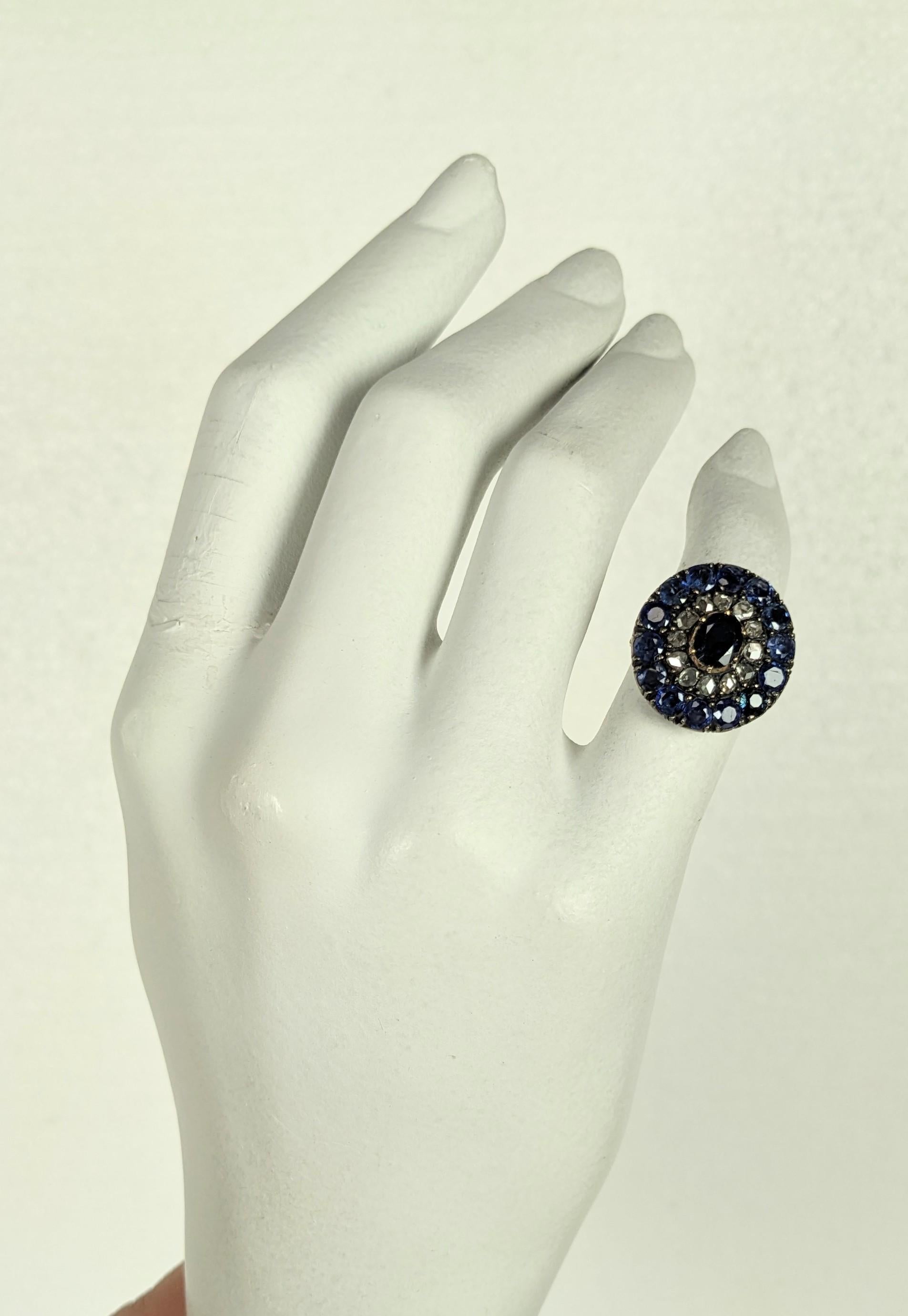 19th Century Dutch Sapphire and Rose Diamond Cluster Ring For Sale 2