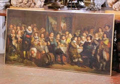 19th Century Dutch School Banquet Scene Oil Painting After Van der Helst
