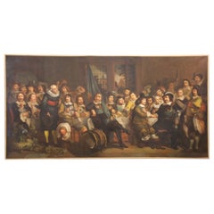 19th Century Dutch School Banquet Scene Oil Painting After Van der Helst