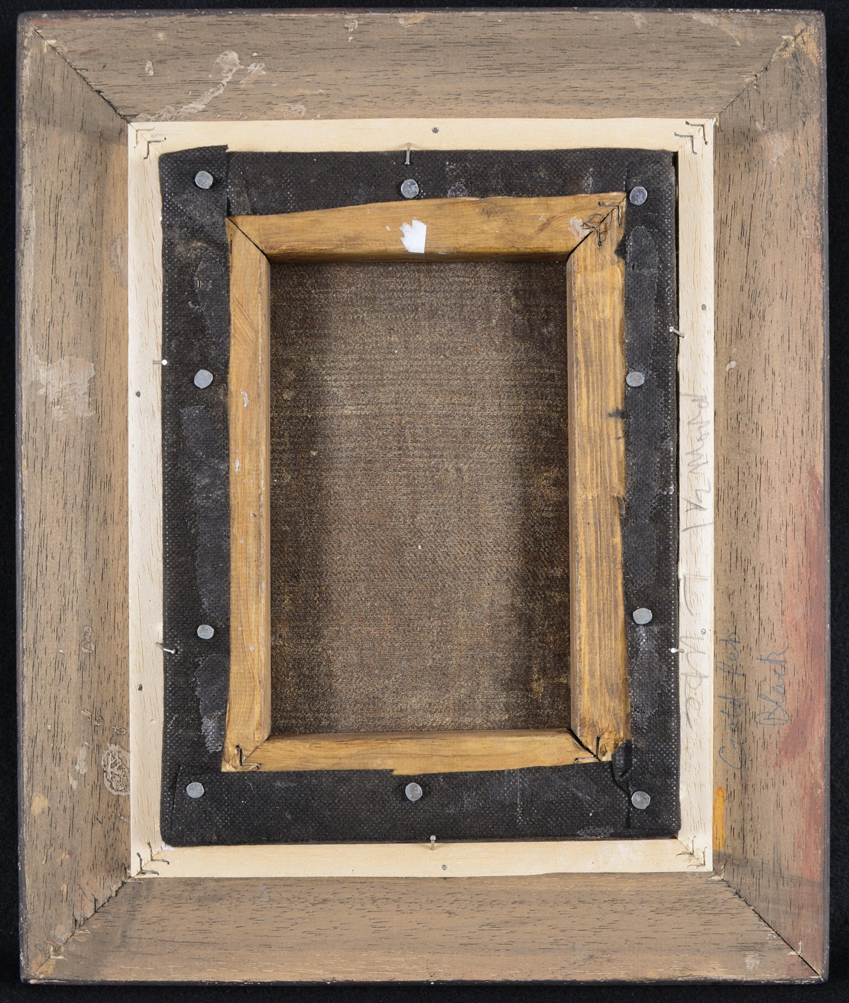 Figuras en una puerta - Pintura al óleo figurativa holandesa antigua del siglo XIX en venta 2