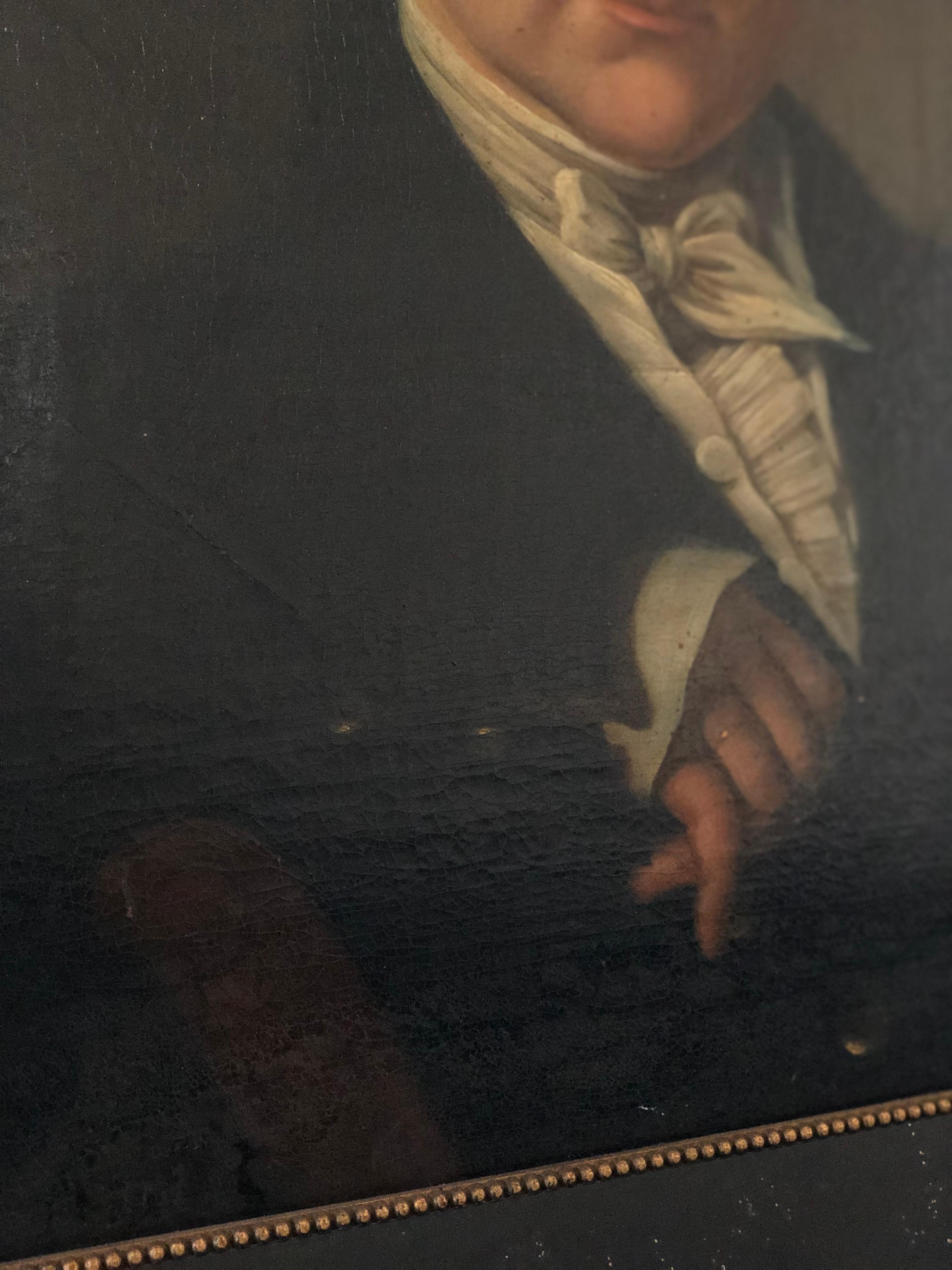 19th Century Dutch School Portrait Oil Painting of Distinguished Gentleman In Good Condition For Sale In Bjuråker, SE