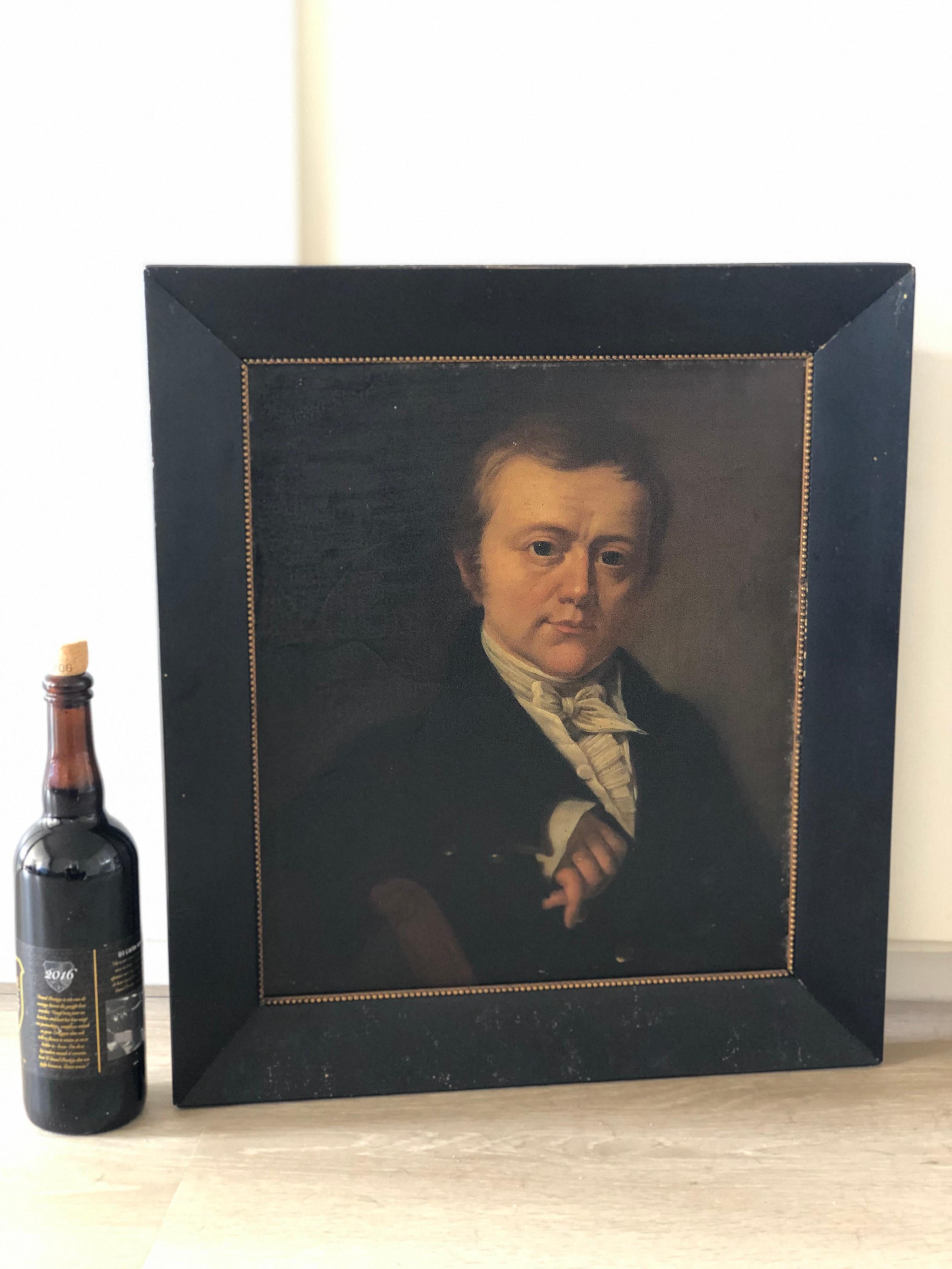 XIXe siècle Peinture à l'huile du 19e siècle de l'école hollandaise représentant un gentleman distingué en vente