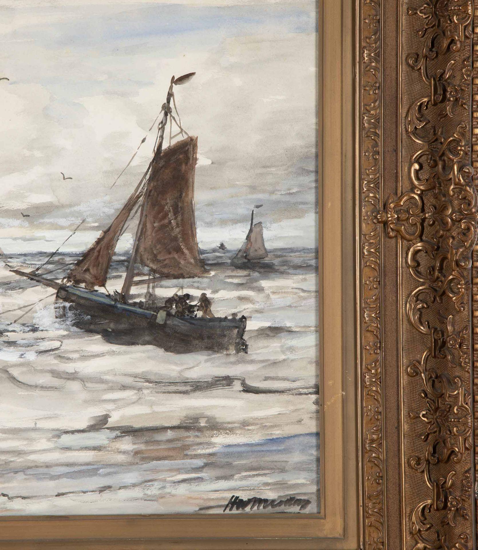Niederländisches Meereslandschafts-Aquarell des 19. Jahrhunderts von Hendrik Willem Mesdag (Arts and Crafts) im Angebot
