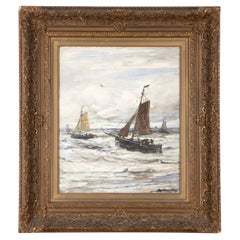 Aquarelle de paysage marin hollandais du 19e siècle par Hendrik Willem Mesdag
