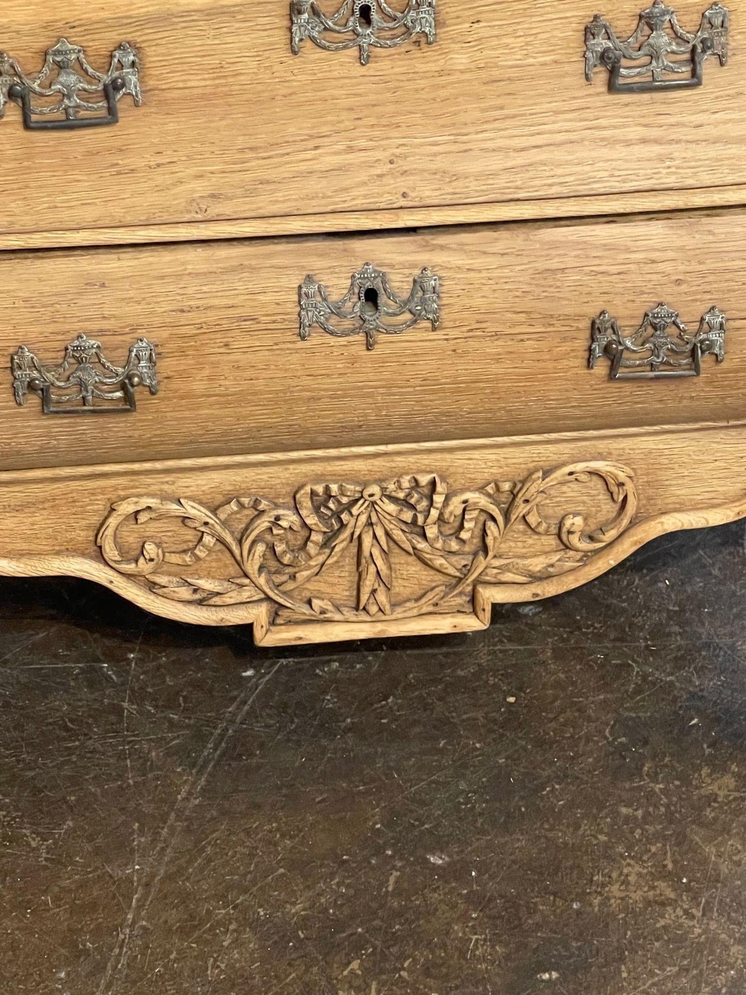 19th Century Dutch Serpentine Carved and Bleached Oak Chest In Good Condition For Sale In Dallas, TX