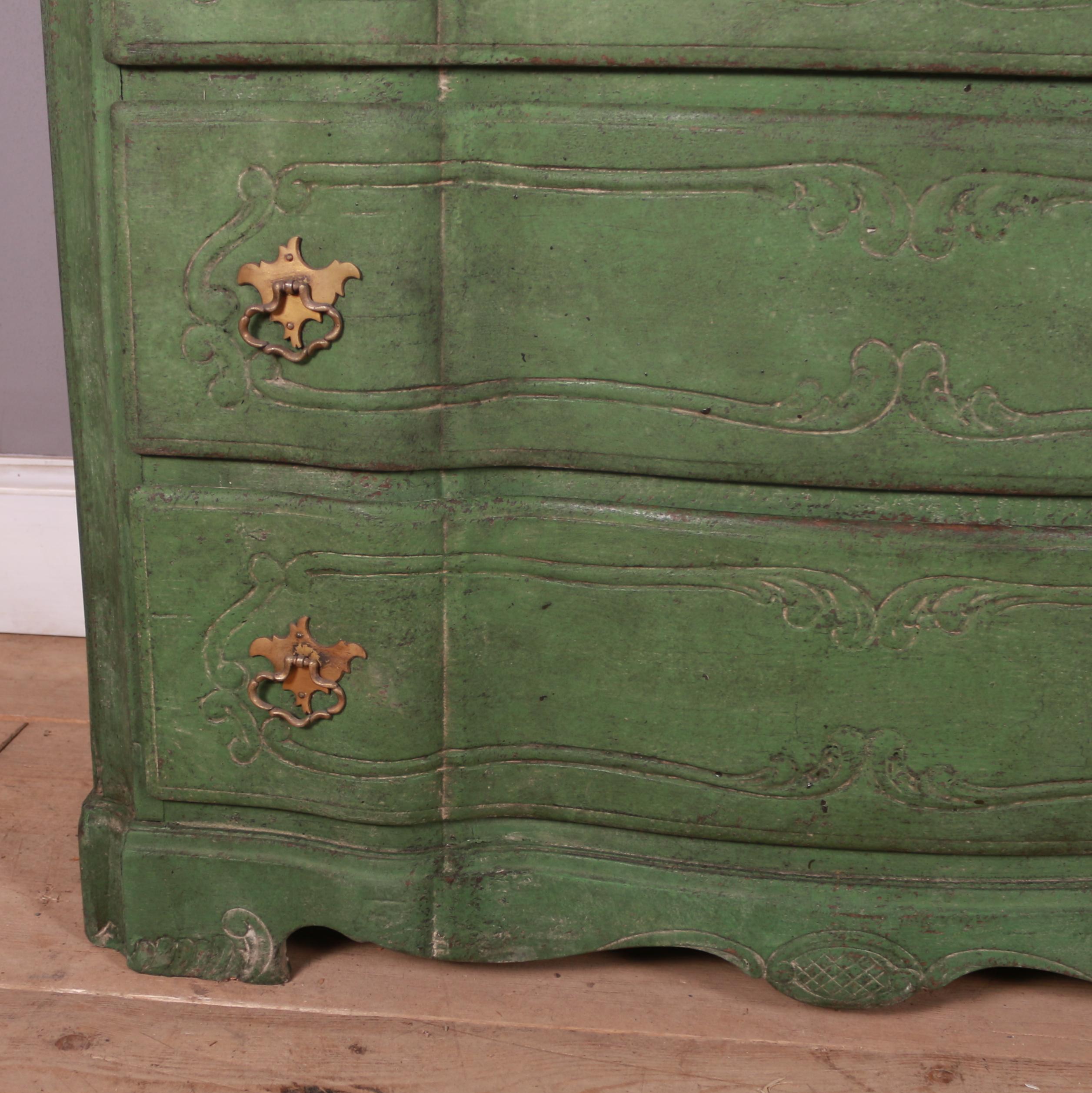 Hand-Painted 19th Century Dutch Serpentine Commode